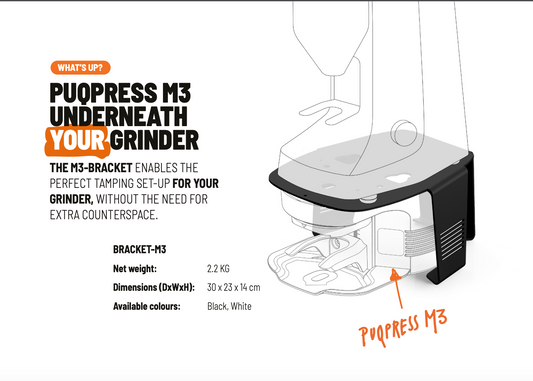 PUQpress BRACKET M3 Designed to fit smaller Mazzer Super Jolly Major and Kony Grinders