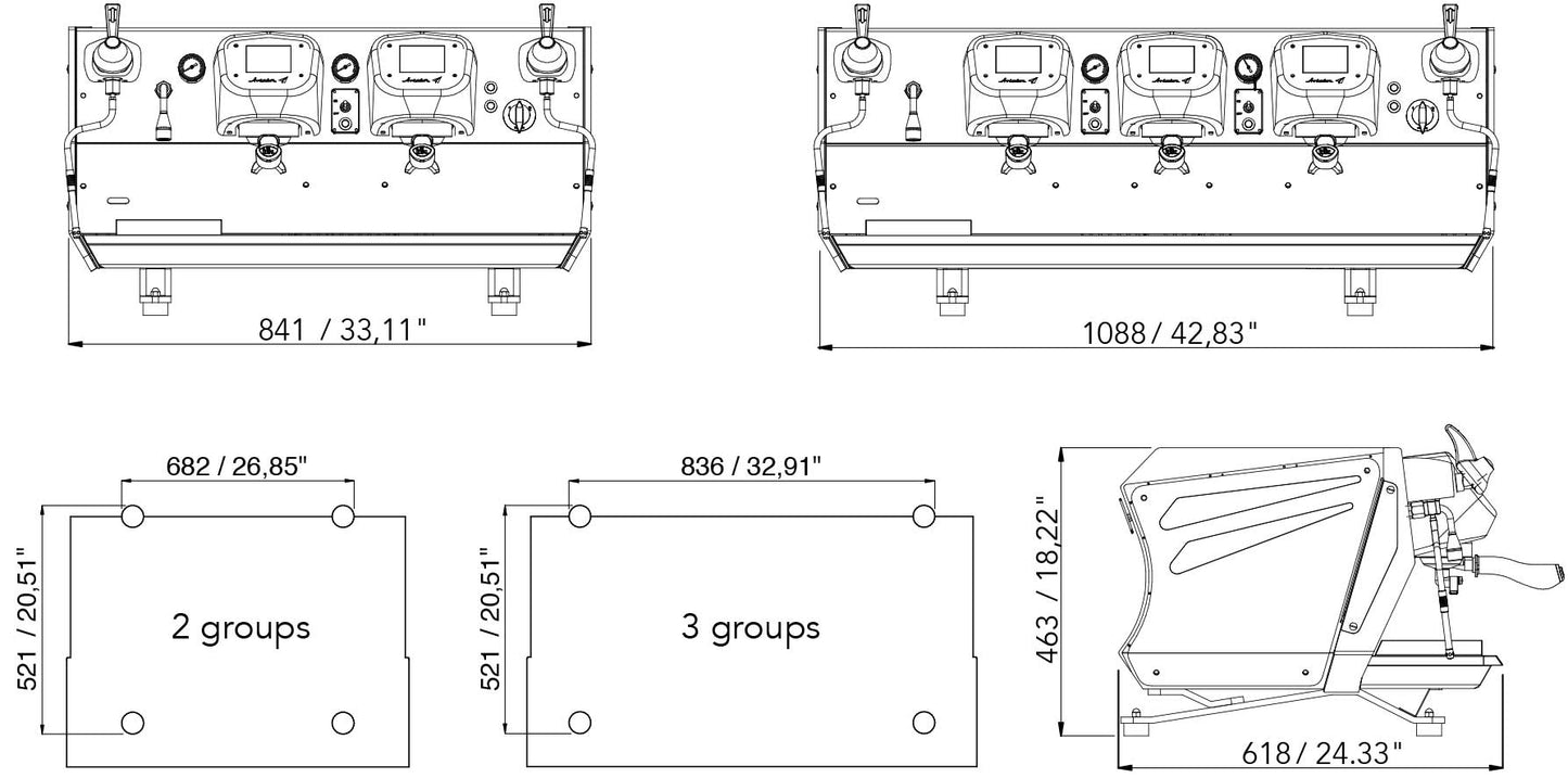 BFC AVIATOR - V5 - TCI ELECTRONIC - 14-LT BOILER + 3x0.8LT - 3 Group